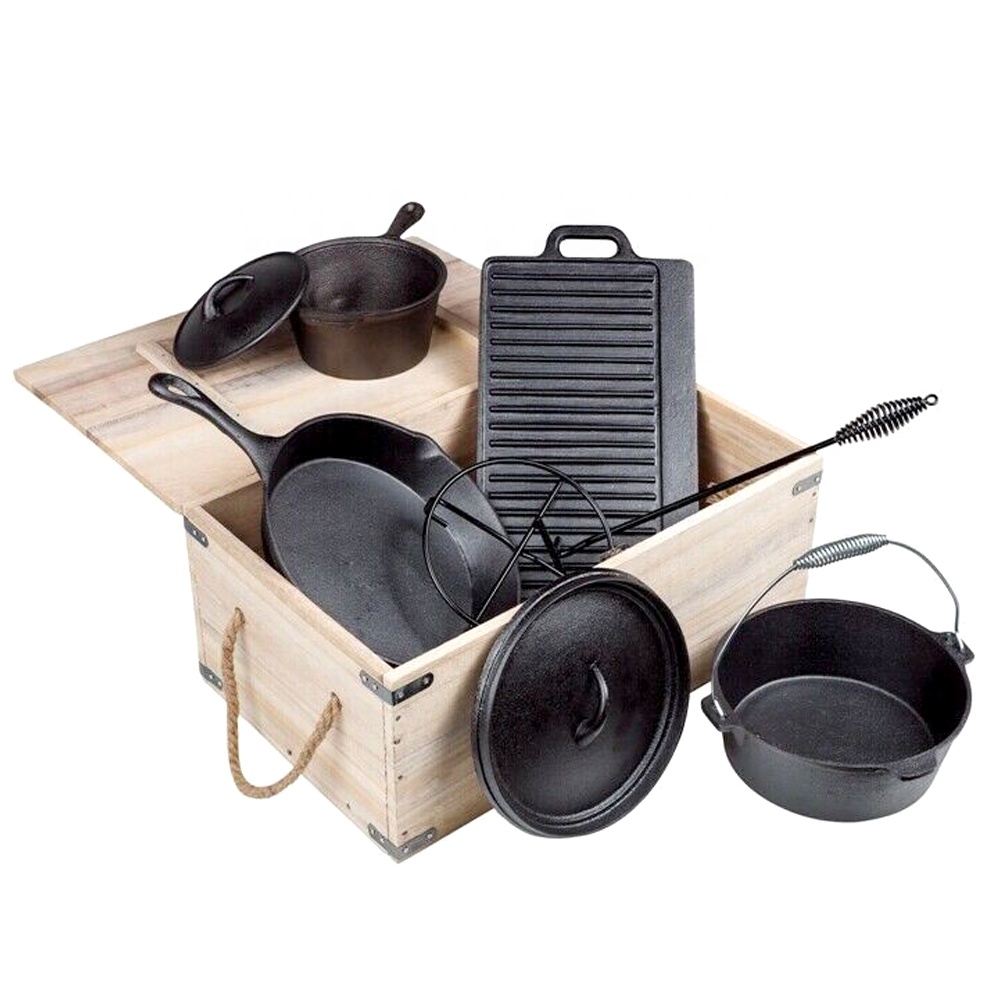Camping Cooking Dutch Oven - Set da 7 pezzi per barbecue