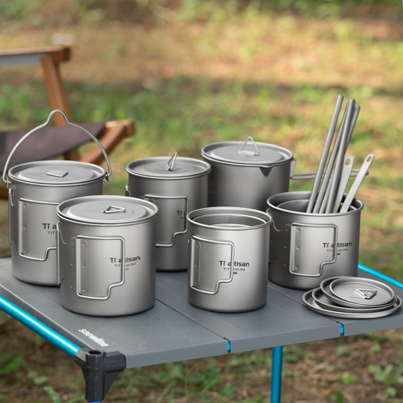Camping Cooking Mug - Tiartisan Outdoor Titanium Leggero portatile Tazza
