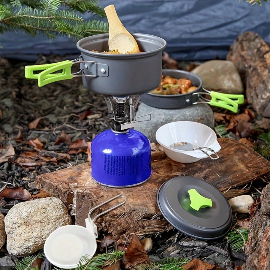 Camping Cooking Gear - Set da campeggio per cucinare: pentola