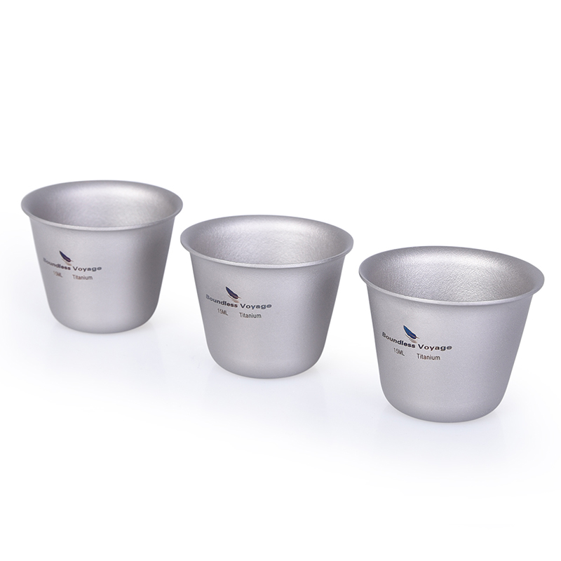 Camping Cooking Mug - Set di 3 Tazze in Titanio