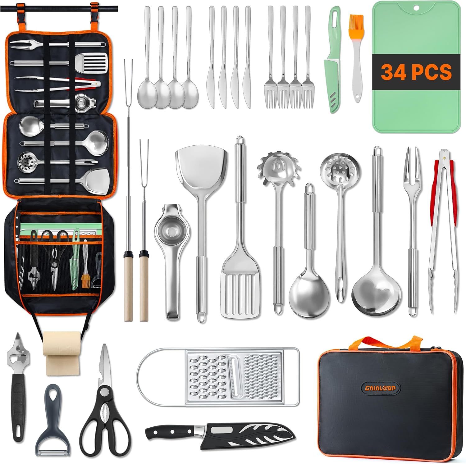 Camping Cooking Essentials Kit - Set di Utensili da Cucina per