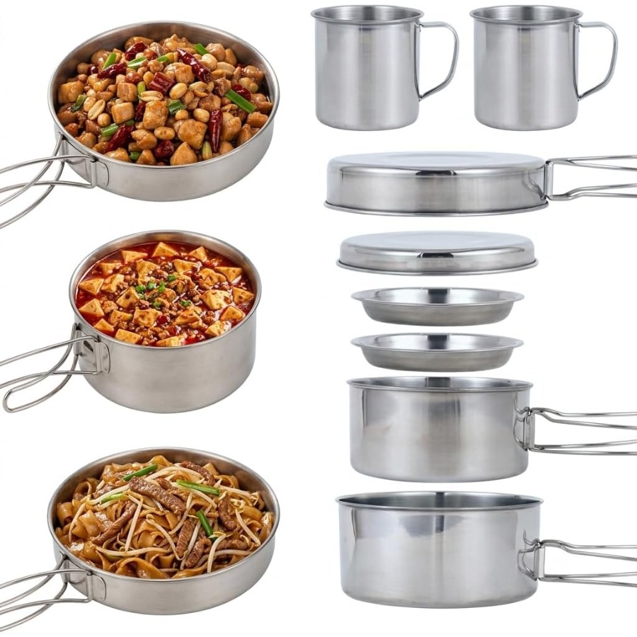 Camping Cooking Kettle - Set da 8 pezzi di utensili