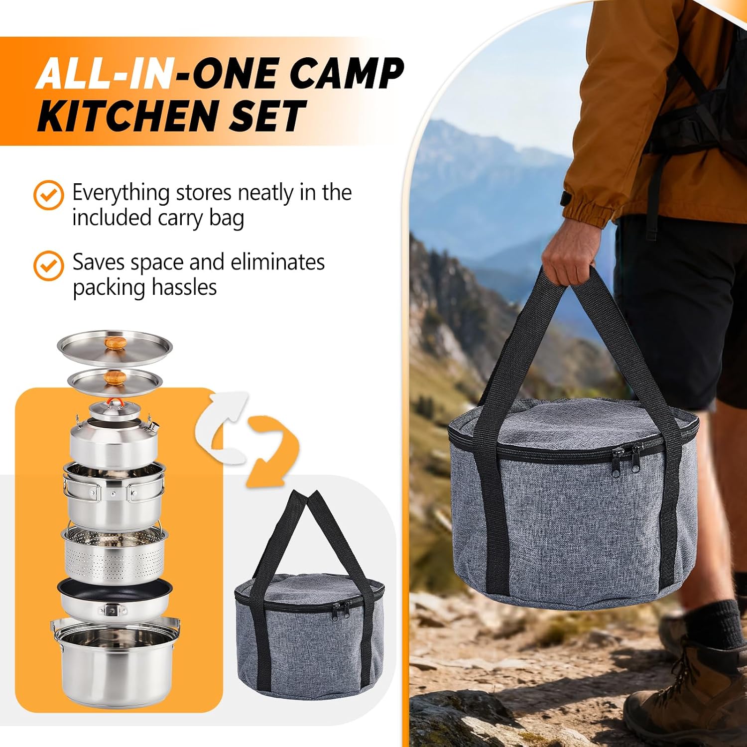 Set di 6 utensili da cucina, p - Camping Cooking Set Lightweight recensione e prezzo