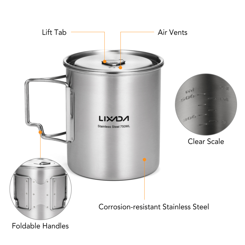 Lixada tazza da 750ml tazza da - Camping Cooking Mug recensione e prezzo